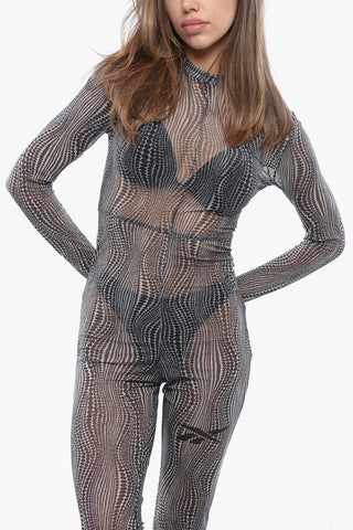 CARDI B Long Sleeved See-Through Jumpsuit
