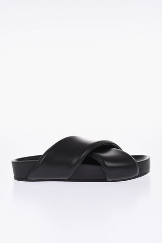 Sliders FUSBET in Pelle Imbottita con Design Criss Cross