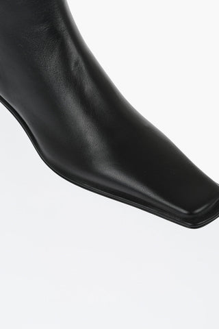 Stivaletti in Pelle con Punta Quadrata 3cm