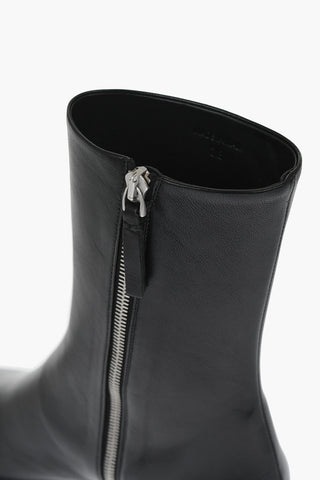 Stivaletti in Pelle con Punta Quadrata 3cm