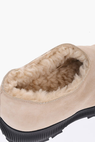 Sneakers Slip-on in Suede con Fodera in Shearling