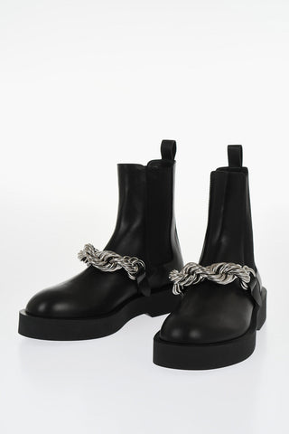 가죽 첼시 부츠 체인 디테일