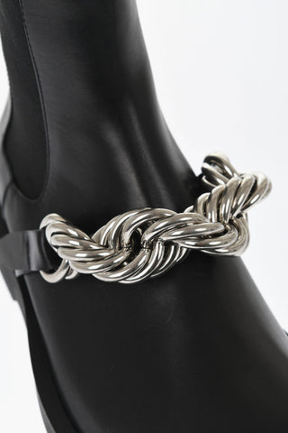 가죽 첼시 부츠 체인 디테일