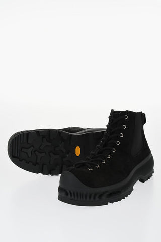 Suede Lace-up Chelsea Booties with Vibram Sole