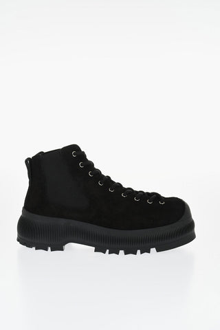 Suede Lace-up Chelsea Booties with Vibram Sole
