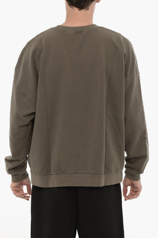Vintage-Effect Crewneck Sweatshirt with Embossed Monogram