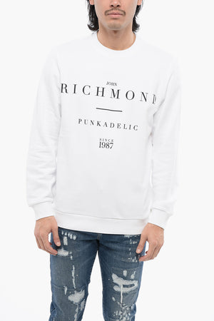 Brushed Cotton Crewneck Sweatshirt with Logo Print