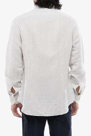 Camicia in Misto Lino con Motivo Honeycomb