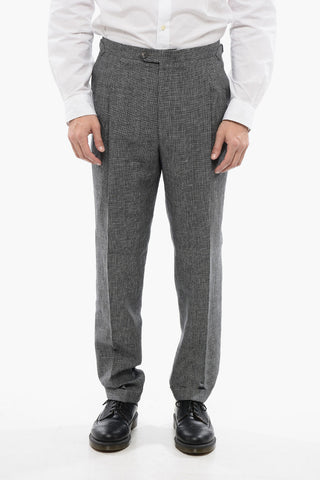 CC COLLECTION Double-pleated Micro Houndstooth Patterned Pants