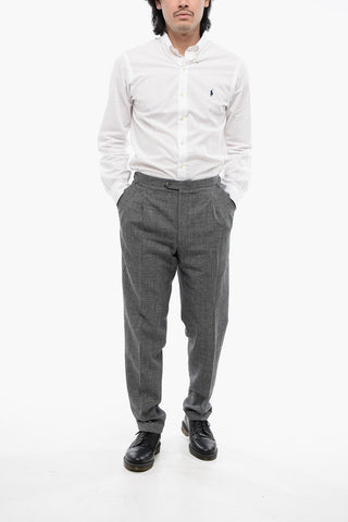 CC COLLECTION Double-pleated Micro Houndstooth Patterned Pants