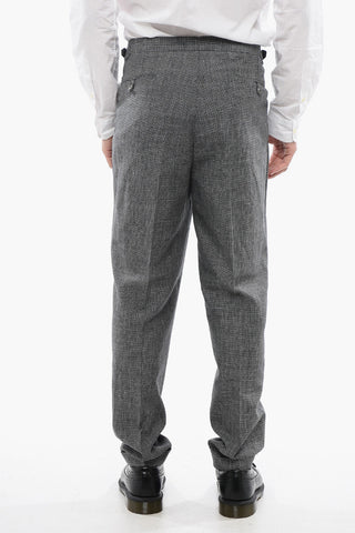 CC COLLECTION Double-pleated Micro Houndstooth Patterned Pants
