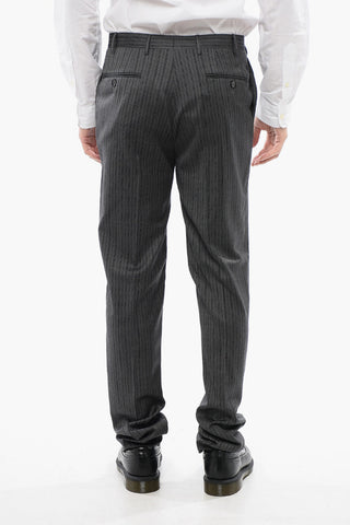 CC COLLECTION Pantaloni in Lana Vergine a Righe con Passanti