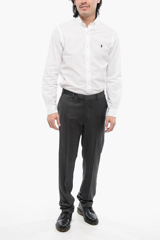 CC COLLECTION Striped Virgin Wool Pants with Belt Loops