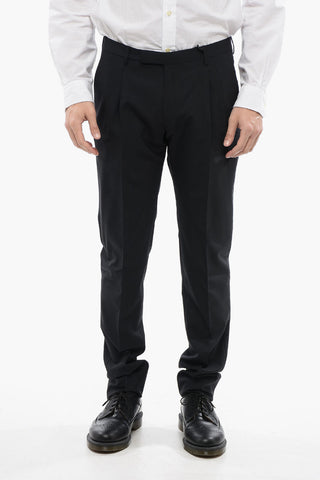 CC COLLECTION 4-Pocketed Wool Blend Pants with Belt Loops