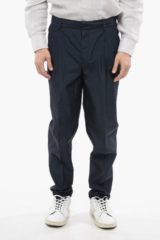 CC COLLECTION Wool and Cotton-blended Pants with Drawstring