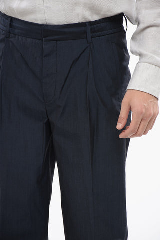 CC COLLECTION Wool and Cotton-blended Pants with Drawstring