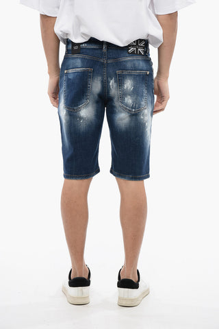 Bleached Effect Regular Fit Bermuda Jeans