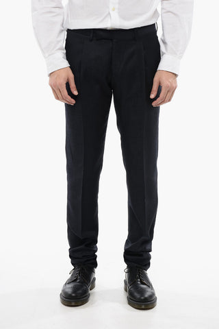 CC COLLECTION Pantaloni in Lana Vergine Jacquard con Chiusura Nascosta