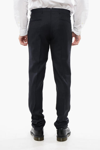 CC COLLECTION Pantaloni in Lana Vergine Jacquard con Chiusura Nascosta