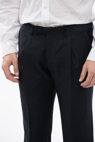 CC COLLECTION Pantaloni in Lana Vergine Jacquard con Chiusura Nascosta