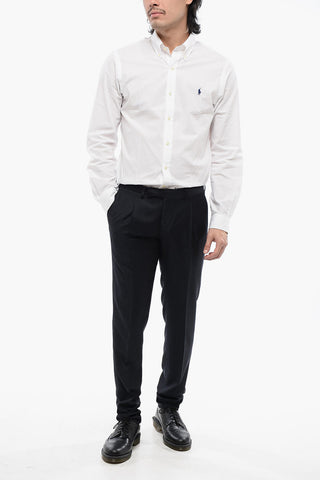 CC COLLECTION Pantaloni in Lana Vergine Jacquard con Chiusura Nascosta