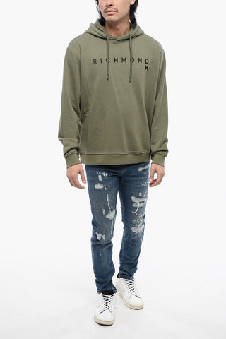 Brushed Cotton Hoodie With Printed Logo