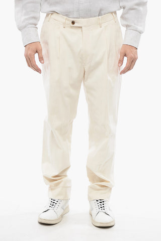 Cotton Flannel Pants with Pinstriped Motif