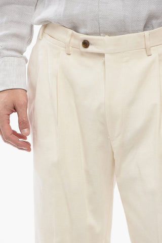Cotton Flannel Pants with Pinstriped Motif