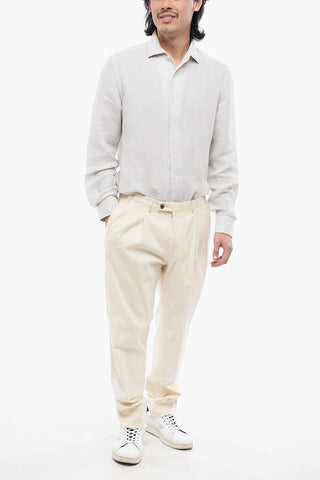 Cotton Flannel Pants with Pinstriped Motif