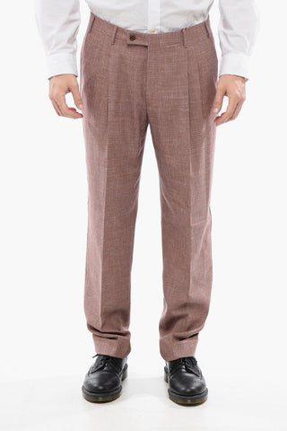 Pantaloni in Misto Lana e Seta con Effetto Sfumato