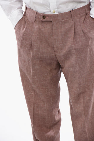 Pantaloni in Misto Lana e Seta con Effetto Sfumato