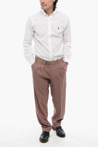 Pantaloni in Misto Lana e Seta con Effetto Sfumato