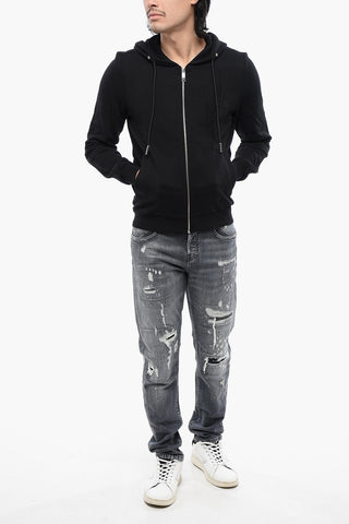 기모 면 후드 집업 스웨트셔츠 트라이벌 스트라스 장식