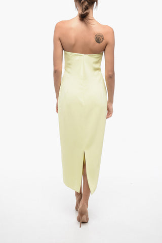 Vestito Midi Bandeau con Scollo a Cuore e Cristalli