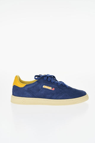 Sneakers Basse in Suede a Tinta Unita con Logo