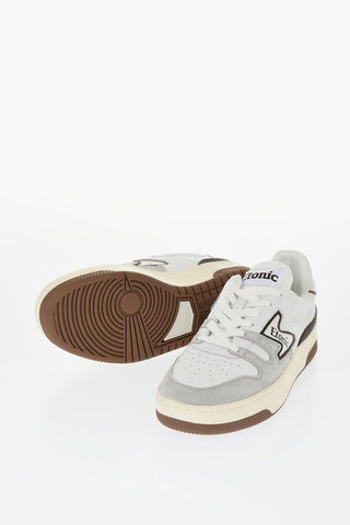 Leather and Suede Low-Top Sneakers with Contrast Details