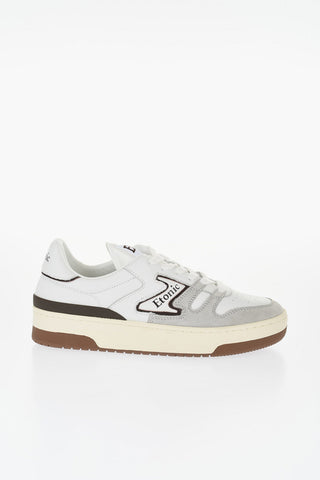 Leather and Suede Low-Top Sneakers with Contrast Details