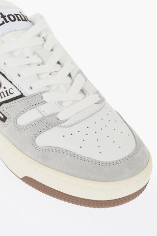 Leather and Suede Low-Top Sneakers with Contrast Details