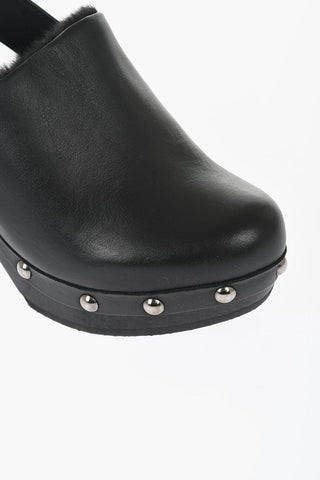 HFD Mules in Pelle con Borchie Effetto Argentato 10cm