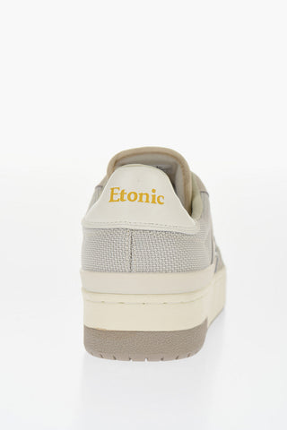 Leather Two-Tone Low-Tone Low-Top Sneakers with Fabric Details