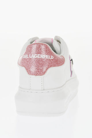 Leather KAPRI Low Top Sneakers with Glitter Detail and Iconic Logo