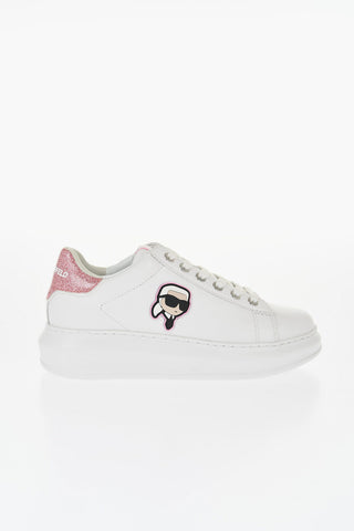 Leather KAPRI Low Top Sneakers with Glitter Detail and Iconic Logo