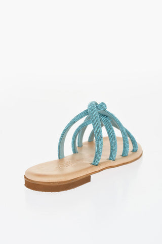 Solid Color TASO Flat Sandals with Rhinesstone Embellished Band