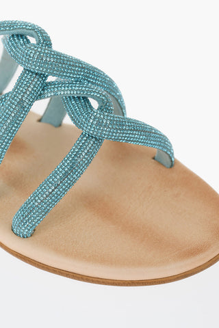 Solid Color TASO Flat Sandals with Rhinesstone Embellished Band