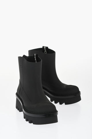 Rubber solid Color Ankle Boots with Heel 6cm