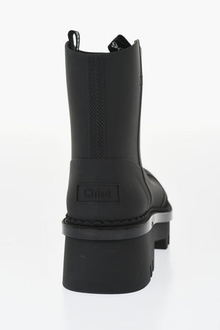Rubber solid Color Ankle Boots with Heel 6cm
