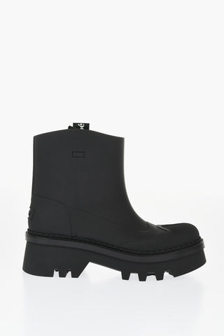 Rubber solid Color Ankle Boots with Heel 6cm