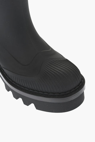 Rubber solid Color Ankle Boots with Heel 6cm