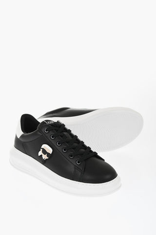 Two-Tone Leather KAPRI Low Top Sneakers with Iconic Logo
