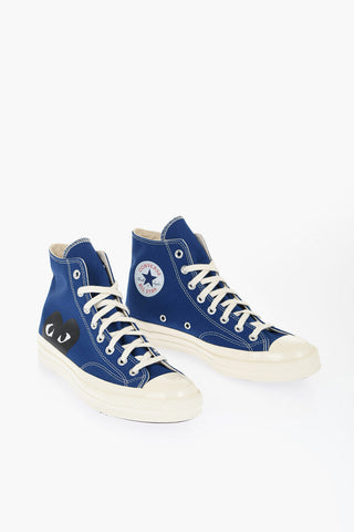 PLAY COMME DES GARCONS Sneakers Alte in Canvas con Stampa a Contrasto